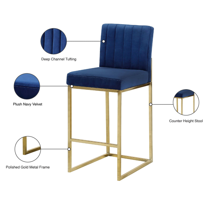 Meridian Giselle Navy Velvet Stool IMAGE 6