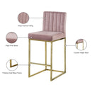 Meridian Giselle Pink Velvet Stool IMAGE 6