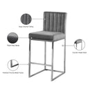 Meridian Giselle Grey Velvet Stool IMAGE 6