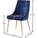 Meridian Karina Navy Velvet Dining Chair IMAGE 5