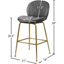 Meridian Paris Grey Velvet Stool IMAGE 5