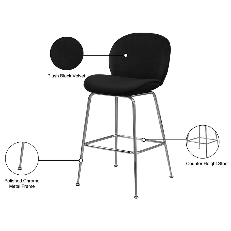 Meridian Paris Black Velvet Stool IMAGE 5