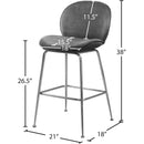 Meridian Paris Grey Velvet Stool IMAGE 5