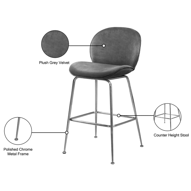 Meridian Paris Grey Velvet Stool IMAGE 6