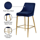 Meridian Karina Navy Velvet Stool IMAGE 6