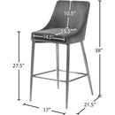 Meridian Karina Grey Velvet Stool IMAGE 5