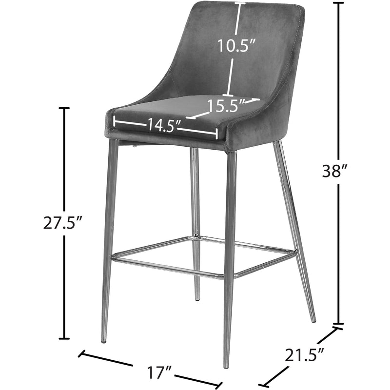 Meridian Karina Grey Velvet Stool IMAGE 5
