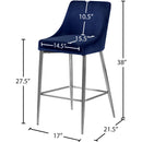 Meridian Karina Navy Velvet Stool IMAGE 5