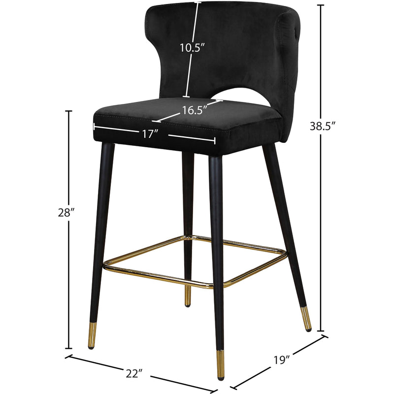 Meridian Kelly Black Velvet Stool IMAGE 5