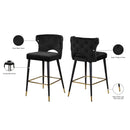 Meridian Kelly Black Velvet Stool IMAGE 6