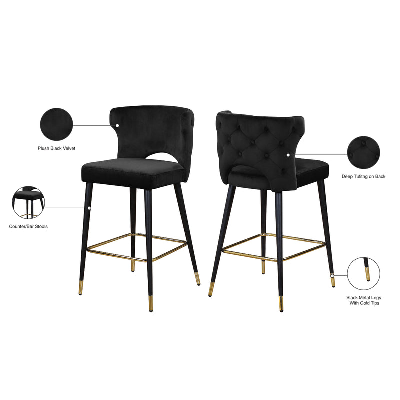 Meridian Kelly Black Velvet Stool IMAGE 6