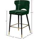 Meridian Kelly Green Velvet Stool IMAGE 5