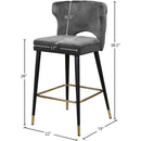 Meridian Kelly Grey Velvet Stool IMAGE 5