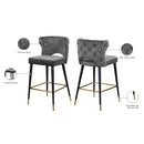 Meridian Kelly Grey Velvet Stool IMAGE 6