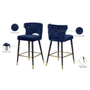 Meridian Kelly Navy Velvet Stool IMAGE 6