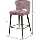 Meridian Kelly Pink Velvet Stool IMAGE 5