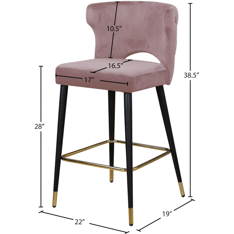 Meridian Kelly Pink Velvet Stool IMAGE 5