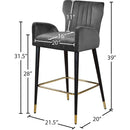Meridian Luxe Grey Velvet Stool IMAGE 5