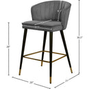 Meridian Cassie Grey Velvet Stool IMAGE 5