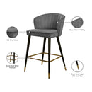 Meridian Cassie Grey Velvet Stool IMAGE 6