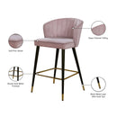 Meridian Cassie Pink Velvet Stool IMAGE 6
