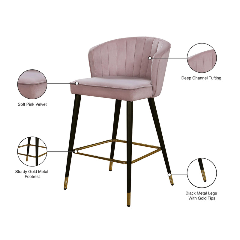 Meridian Cassie Pink Velvet Stool IMAGE 6