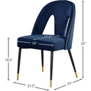 Meridian Akoya Navy Velvet Dining Chair IMAGE 5