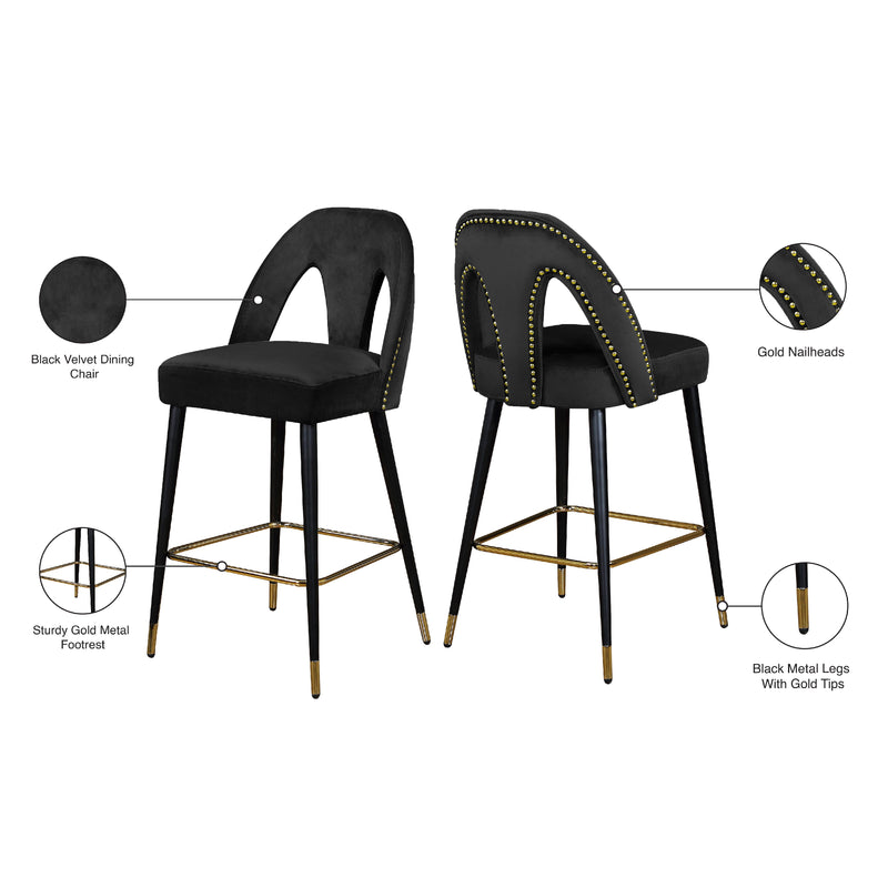 Meridian Akoya Black Velvet Stool IMAGE 6