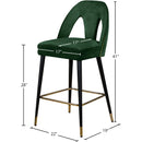 Meridian Akoya Green Velvet Stool IMAGE 5