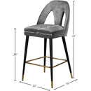 Meridian Akoya Grey Velvet Stool IMAGE 5