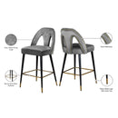 Meridian Akoya Grey Velvet Stool IMAGE 6
