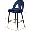 Meridian Akoya Navy Velvet Stool IMAGE 5