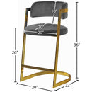 Meridian Stephanie Grey Velvet Stool IMAGE 5