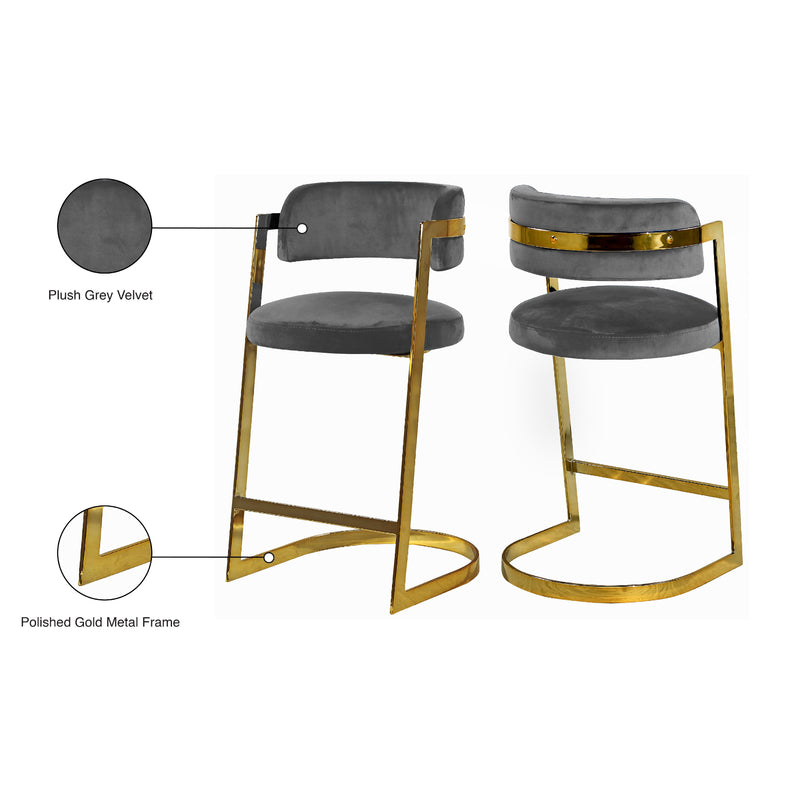 Meridian Stephanie Grey Velvet Stool IMAGE 6
