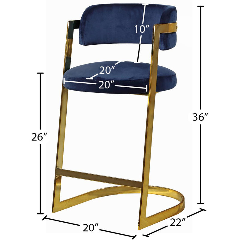 Meridian Stephanie Navy Velvet Stool IMAGE 5