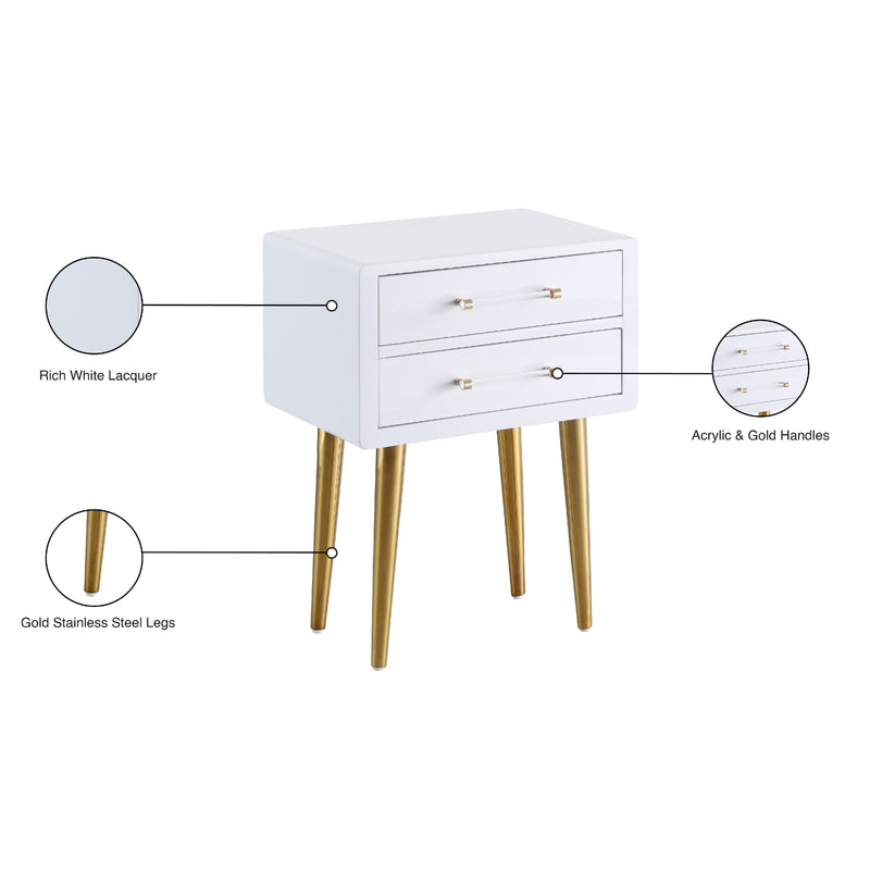 Meridian Zane White Laquer with Gold Side Table IMAGE 7