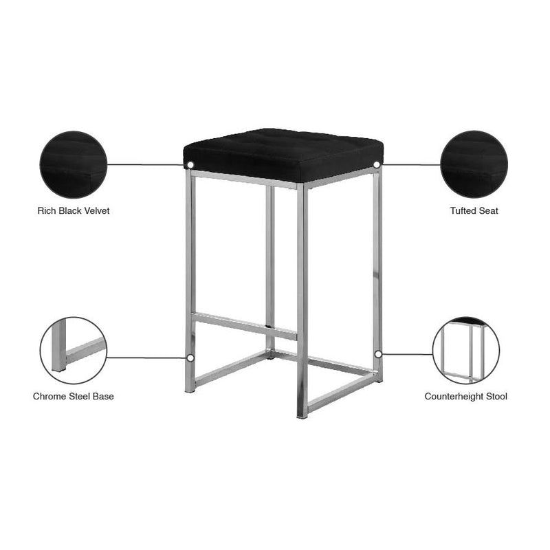 Meridian Nicola Black Velvet Stool IMAGE 6