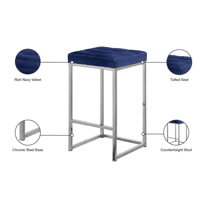 Meridian Nicola Navy Velvet Stool IMAGE 6