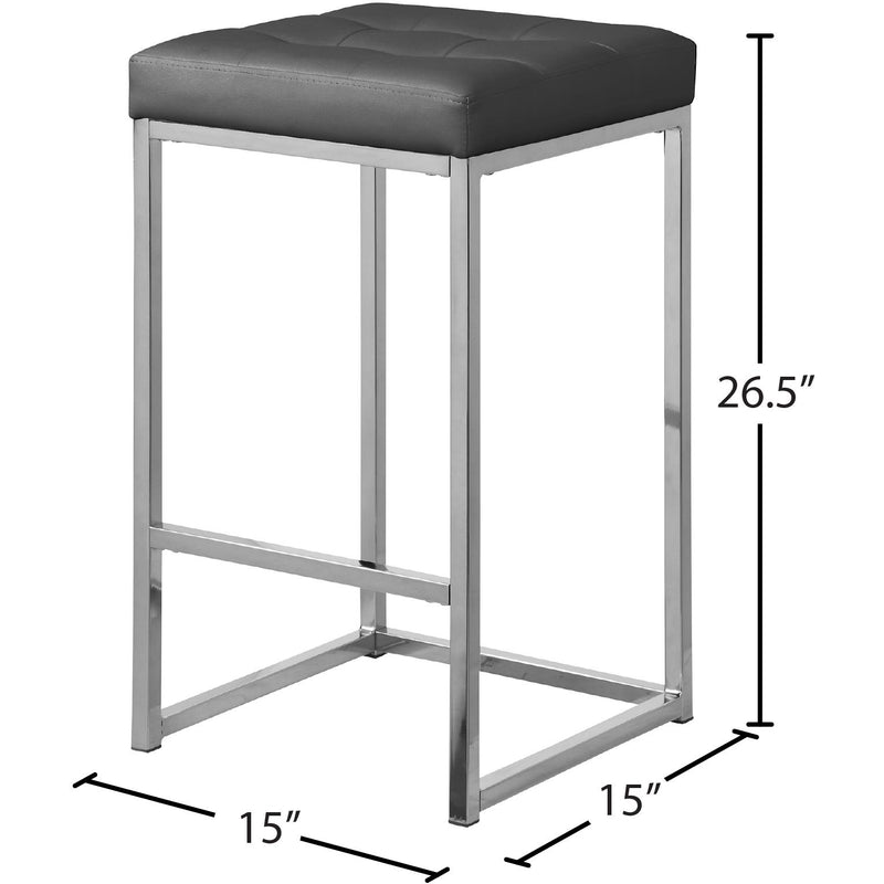 Meridian Nicola Grey Vegan Leather Stool IMAGE 5