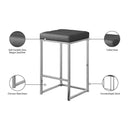 Meridian Nicola Grey Vegan Leather Stool IMAGE 6