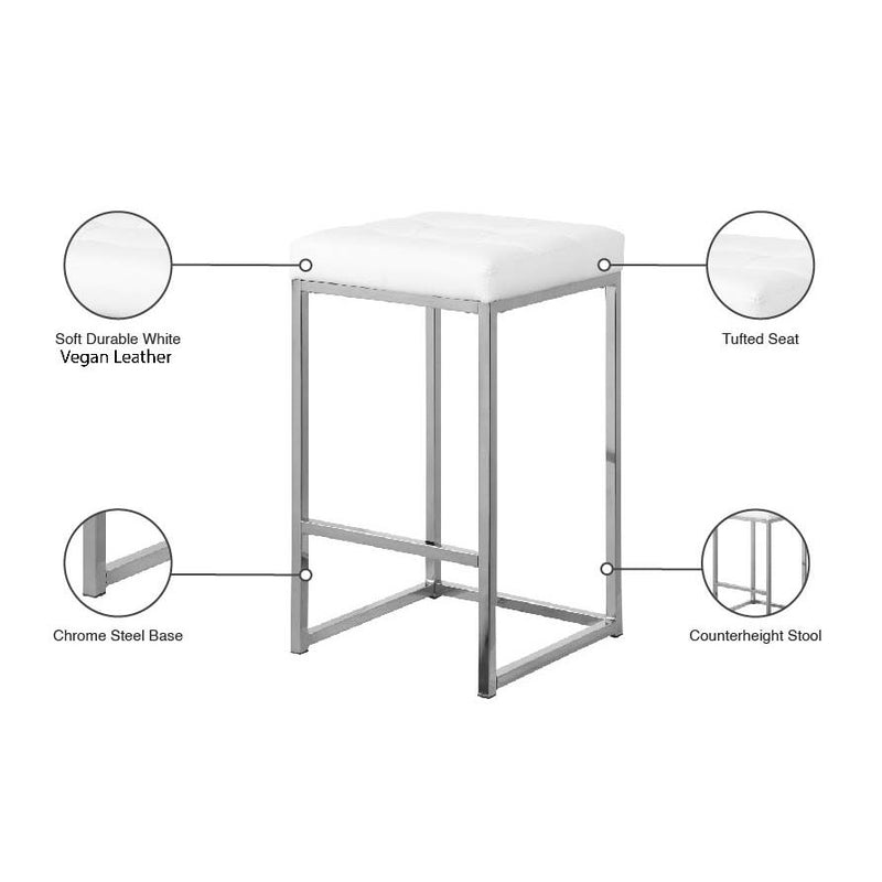 Meridian Nicola White Vegan Leather Stool IMAGE 6