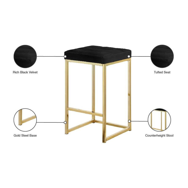 Meridian Nicola Black Velvet Stool IMAGE 6