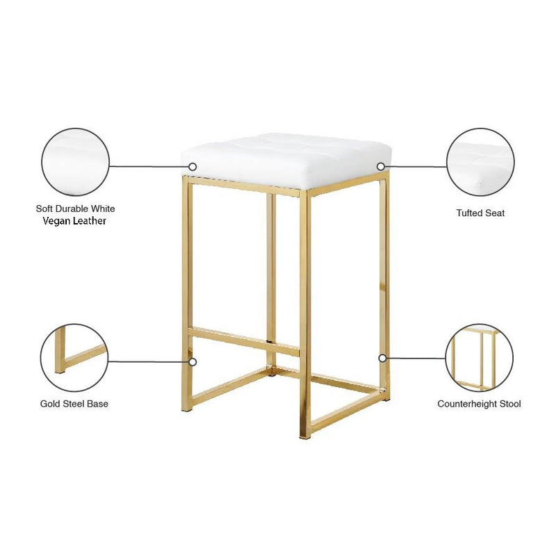 Meridian Nicola White Vegan Leather Stool IMAGE 6