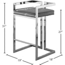 Meridian Ezra Grey Velvet Stool IMAGE 6