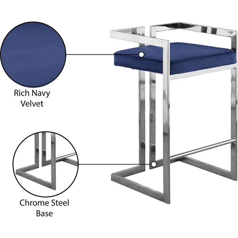 Meridian Ezra Navy Velvet Stool IMAGE 7