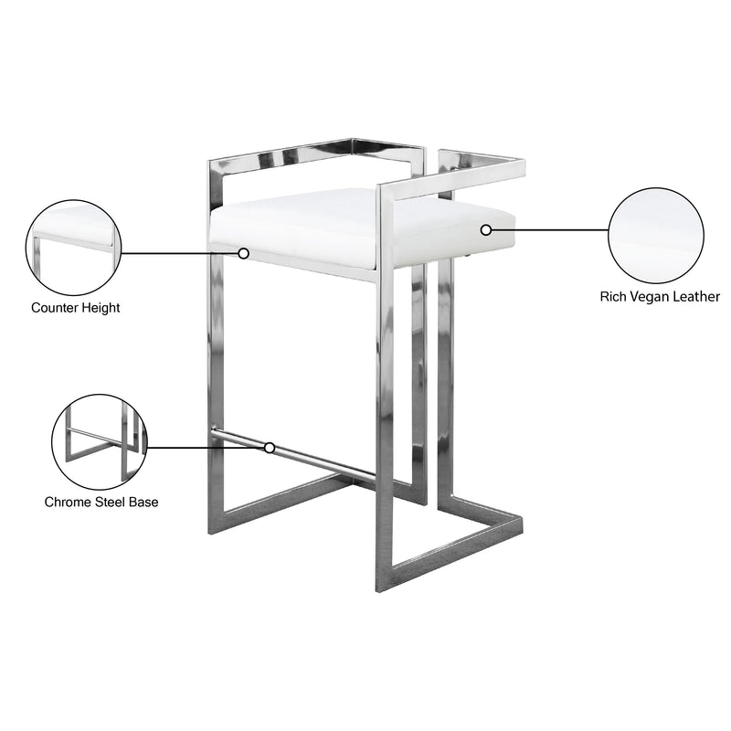 Meridian Ezra White Vegan Leather Stool IMAGE 7