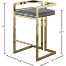 Meridian Ezra Grey Velvet Stool IMAGE 6