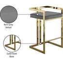 Meridian Ezra Grey Velvet Stool IMAGE 7