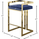 Meridian Ezra Navy Velvet Stool IMAGE 6