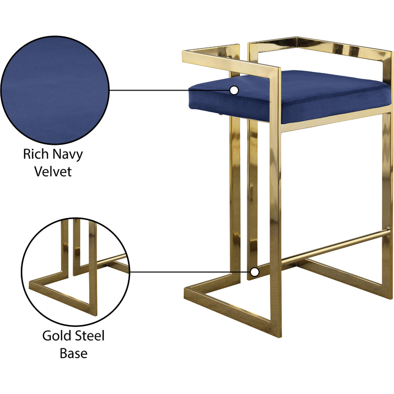 Meridian Ezra Navy Velvet Stool IMAGE 7
